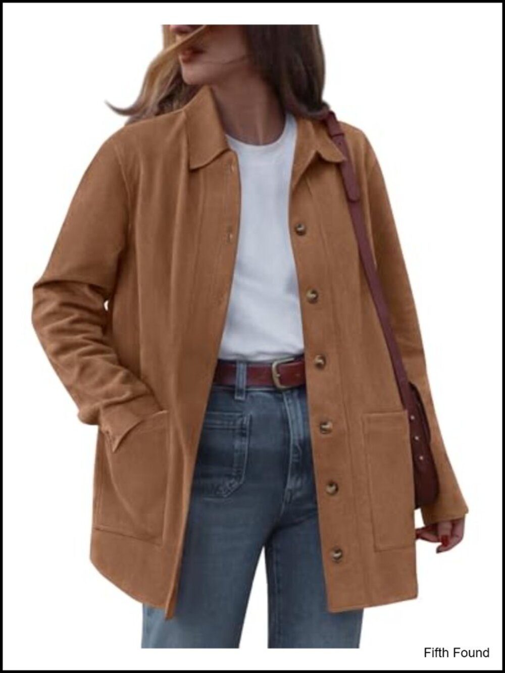 Faux Suede Jacket Women Button Down Lapel Collar Fall Winter
